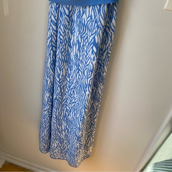 Diane von Furstenberg Collared Midi Wrap Dress | Blue & White | Size M - Picture 9 of 9